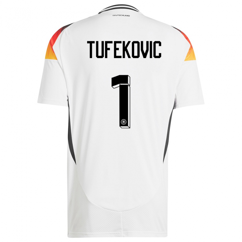 Enfant Maillot Allemagne Martina Tufekovic #1 Blanc Tenues Domicile 24-26 T-Shirt Suisse