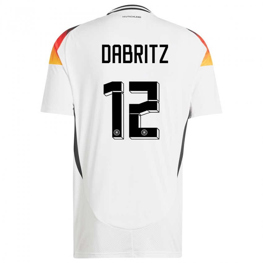 Enfant Maillot Allemagne Sara Dabritz #12 Blanc Tenues Domicile 24-26 T-Shirt Suisse