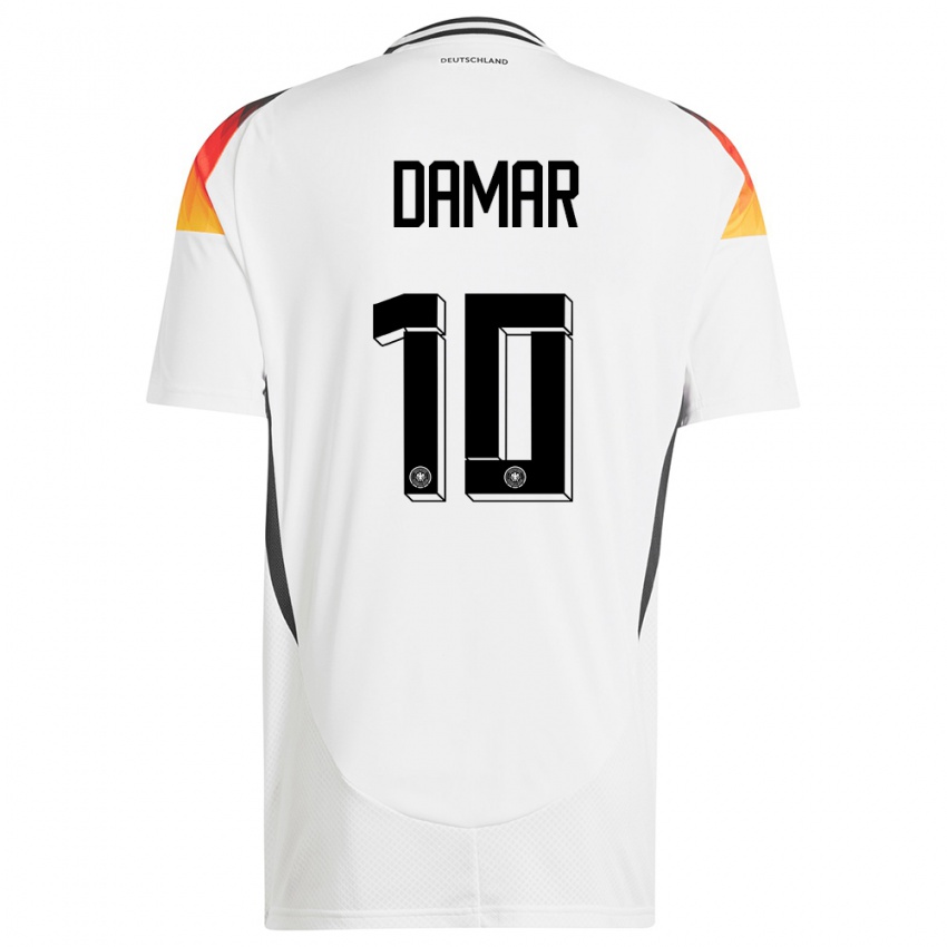 Enfant Maillot Allemagne Muhammed Damar #10 Blanc Tenues Domicile 24-26 T-Shirt Suisse