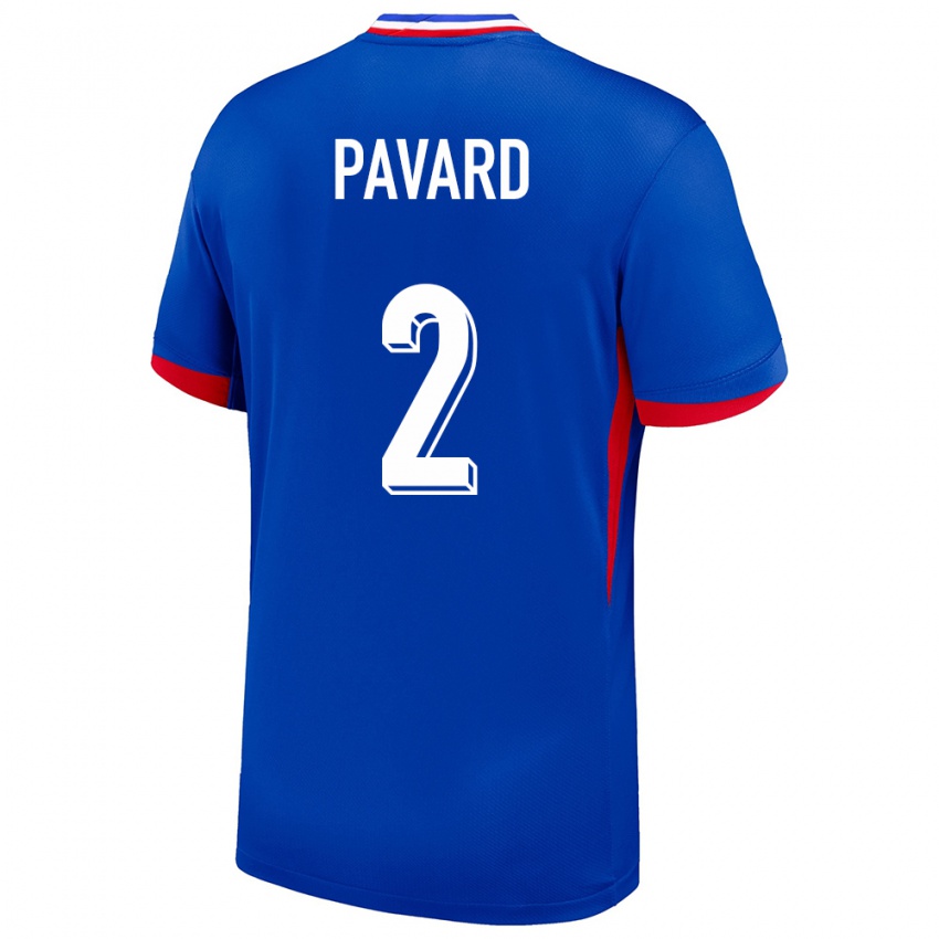 Enfant Maillot France Benjamin Pavard #2 Bleu Tenues Domicile 24-26 T-Shirt Suisse