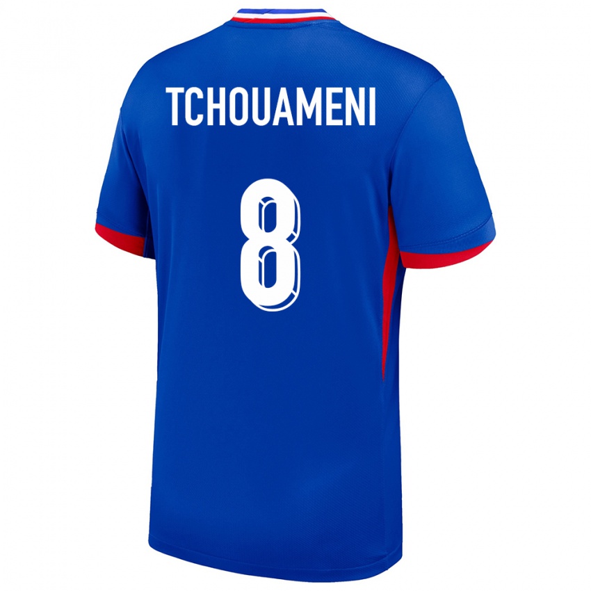 Kinder Frankreich Aurelien Tchouameni #8 Blau Heimtrikot Trikot 24-26 T-Shirt Schweiz