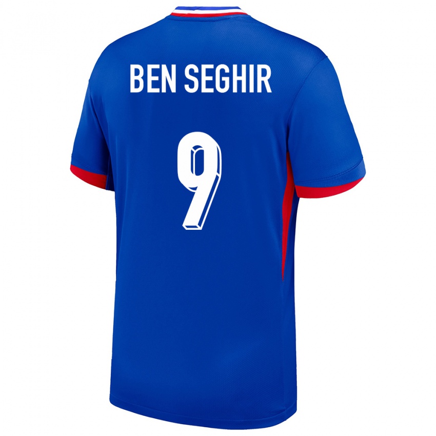 Enfant Maillot France Salim Ben Seghir #9 Bleu Tenues Domicile 24-26 T-Shirt Suisse