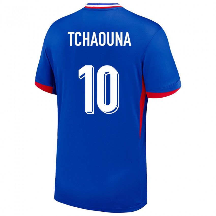 Enfant Maillot France Loum Tchaouna #10 Bleu Tenues Domicile 24-26 T-Shirt Suisse