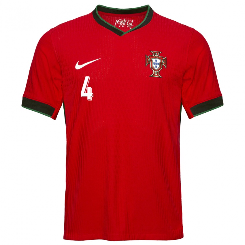 Enfant Maillot Portugal Ricardo Ribeiro #4 Rouge Tenues Domicile 24-26 T-Shirt Suisse