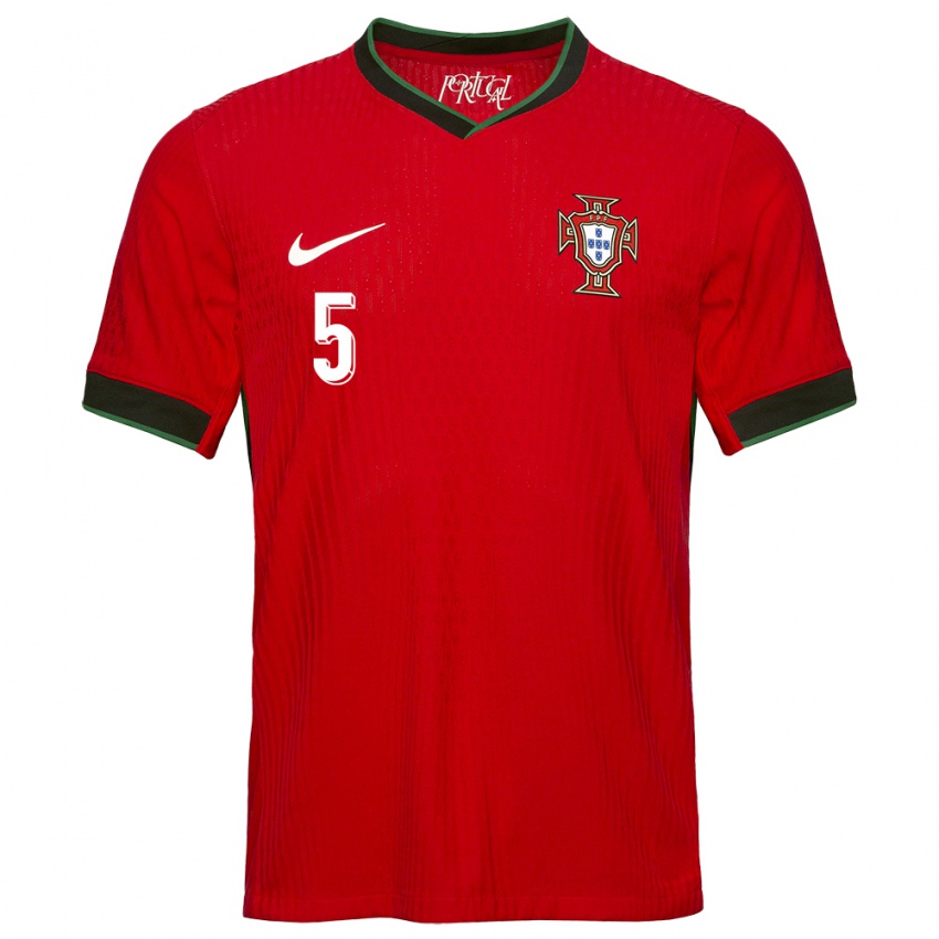 Enfant Maillot Portugal Martim Marques #5 Rouge Tenues Domicile 24-26 T-Shirt Suisse