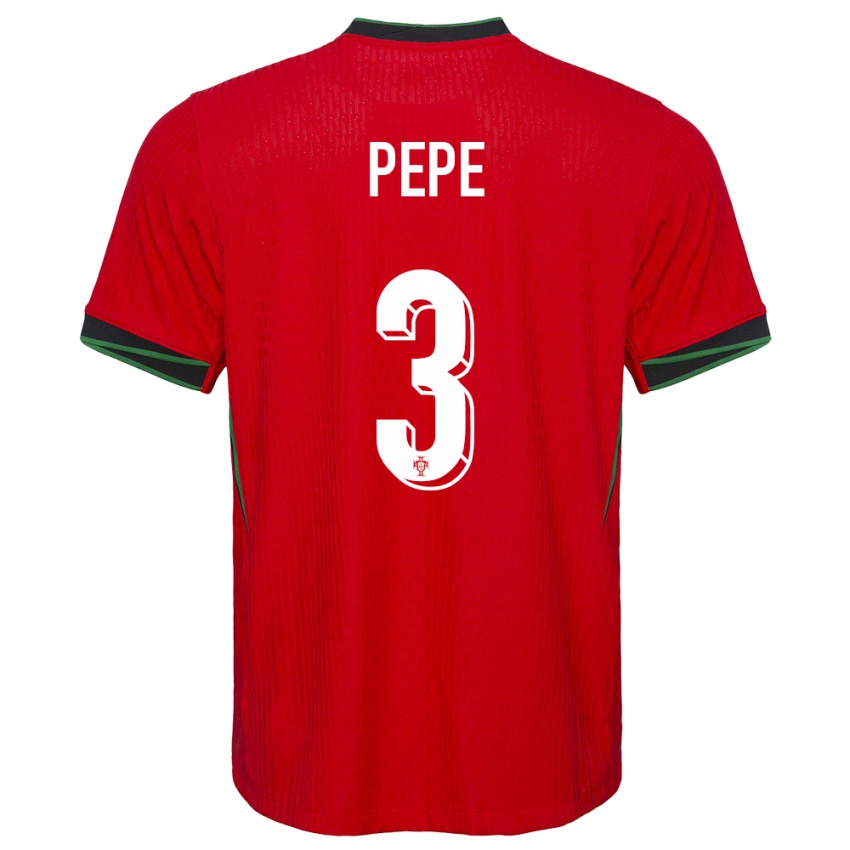 Kinder Portugal Pepe #3 Rot Heimtrikot Trikot 24-26 T-Shirt Schweiz