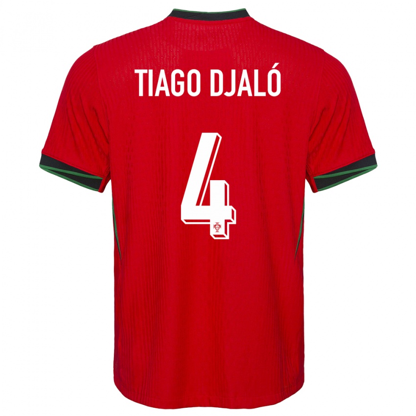 Enfant Maillot Portugal Tiago Djalo #4 Rouge Tenues Domicile 24-26 T-Shirt Suisse