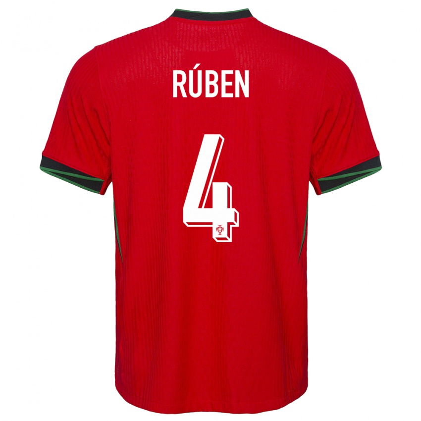 Enfant Maillot Portugal Ruben Dias #4 Rouge Tenues Domicile 24-26 T-Shirt Suisse