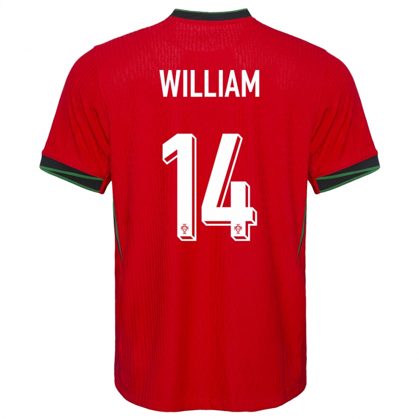 Enfant Maillot Portugal William Carvalho #14 Rouge Tenues Domicile 24-26 T-Shirt Suisse