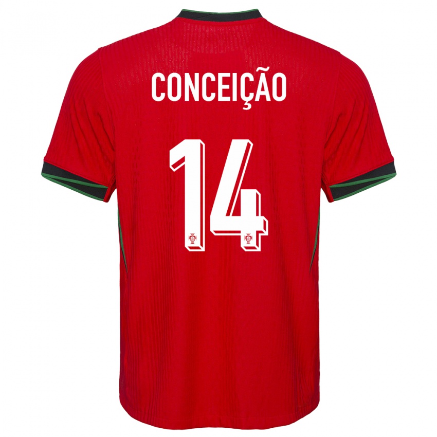 Enfant Maillot Portugal Rodrigo Conceicao #14 Rouge Tenues Domicile 24-26 T-Shirt Suisse