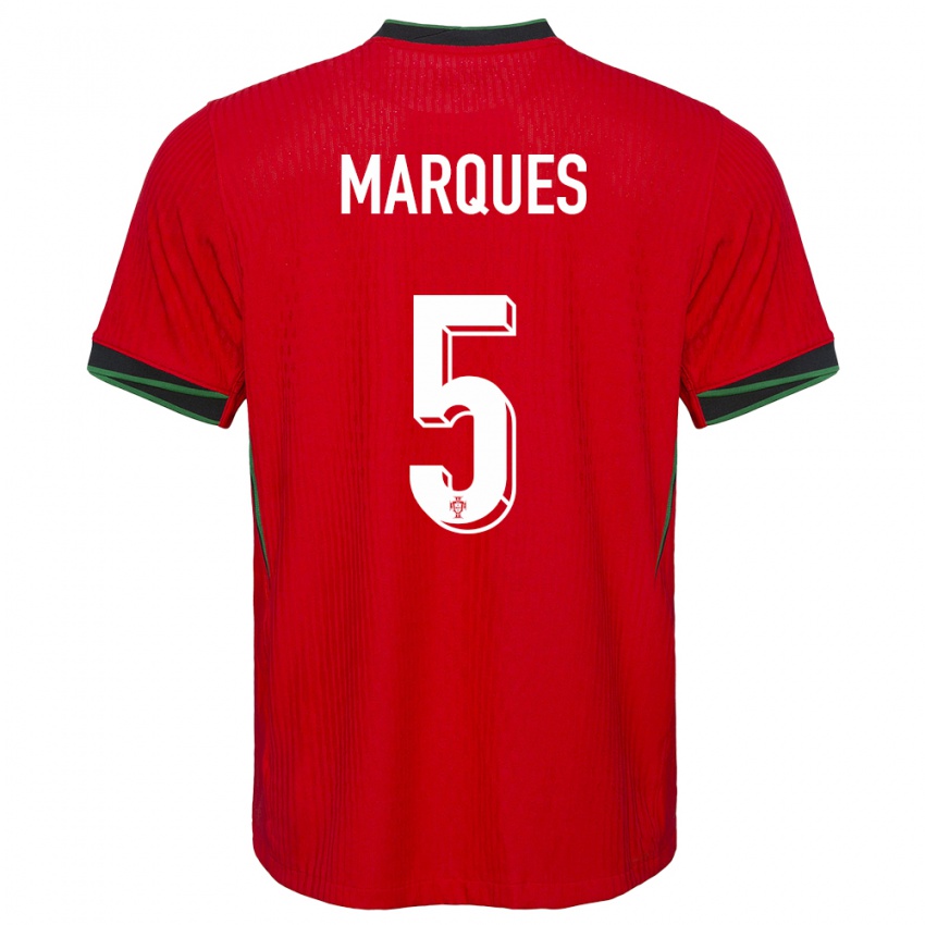 Enfant Maillot Portugal Martim Marques #5 Rouge Tenues Domicile 24-26 T-Shirt Suisse