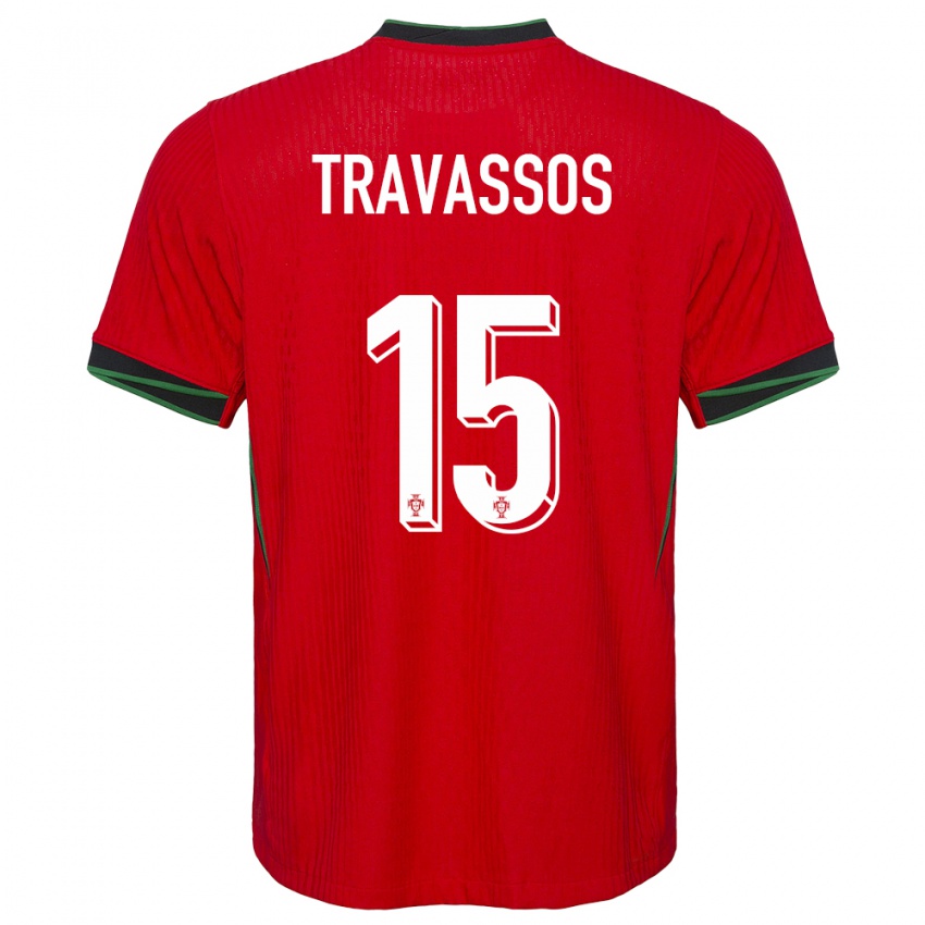 Enfant Maillot Portugal Diogo Travassos #15 Rouge Tenues Domicile 24-26 T-Shirt Suisse