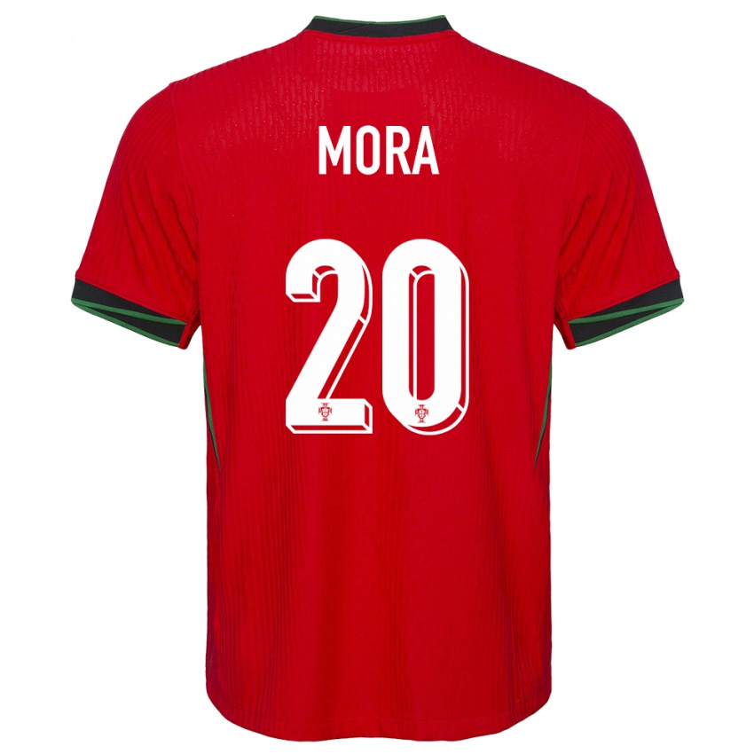 Enfant Maillot Portugal Rodrigo Mora #20 Rouge Tenues Domicile 24-26 T-Shirt Suisse