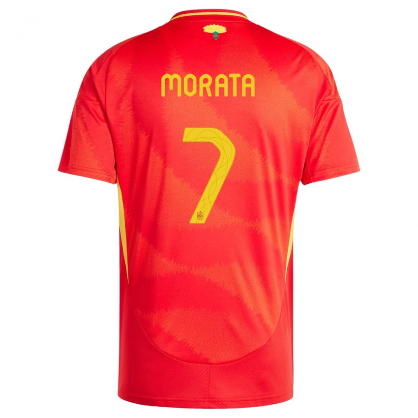Kinder Spanien Alvaro Morata #7 Rot Heimtrikot Trikot 24-26 T-Shirt Schweiz