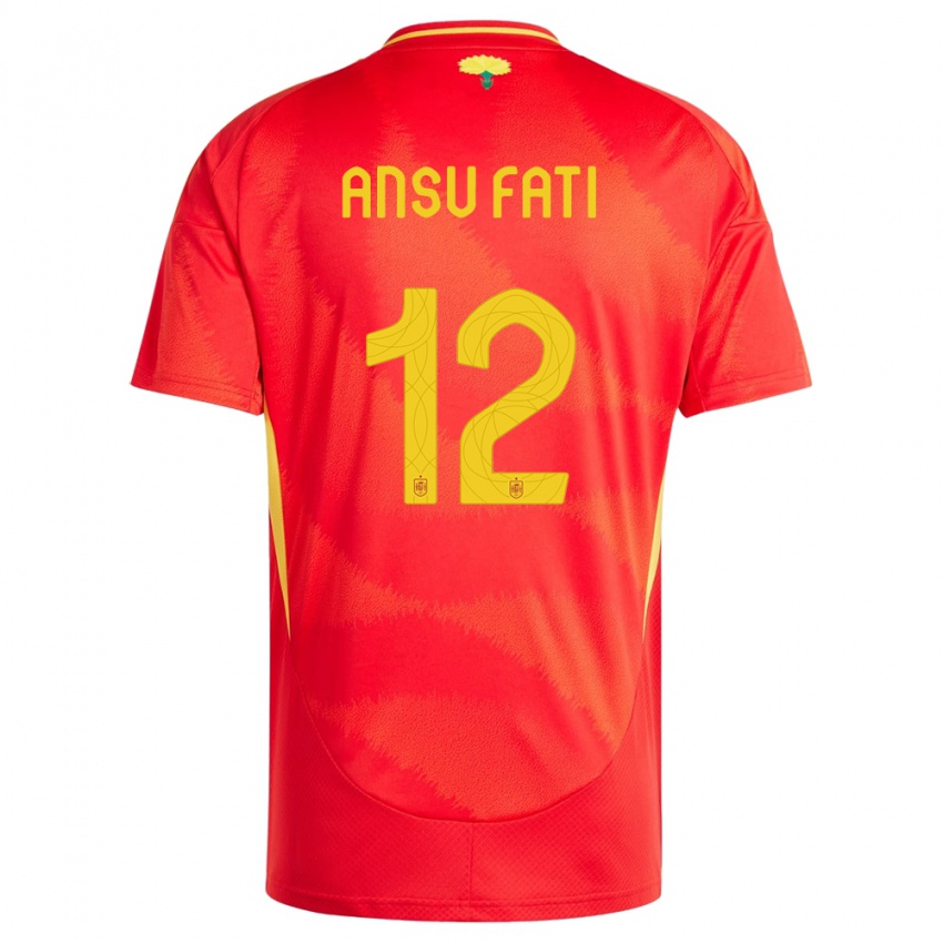 Enfant Maillot Espagne Ansu Fati #12 Rouge Tenues Domicile 24-26 T-Shirt Suisse