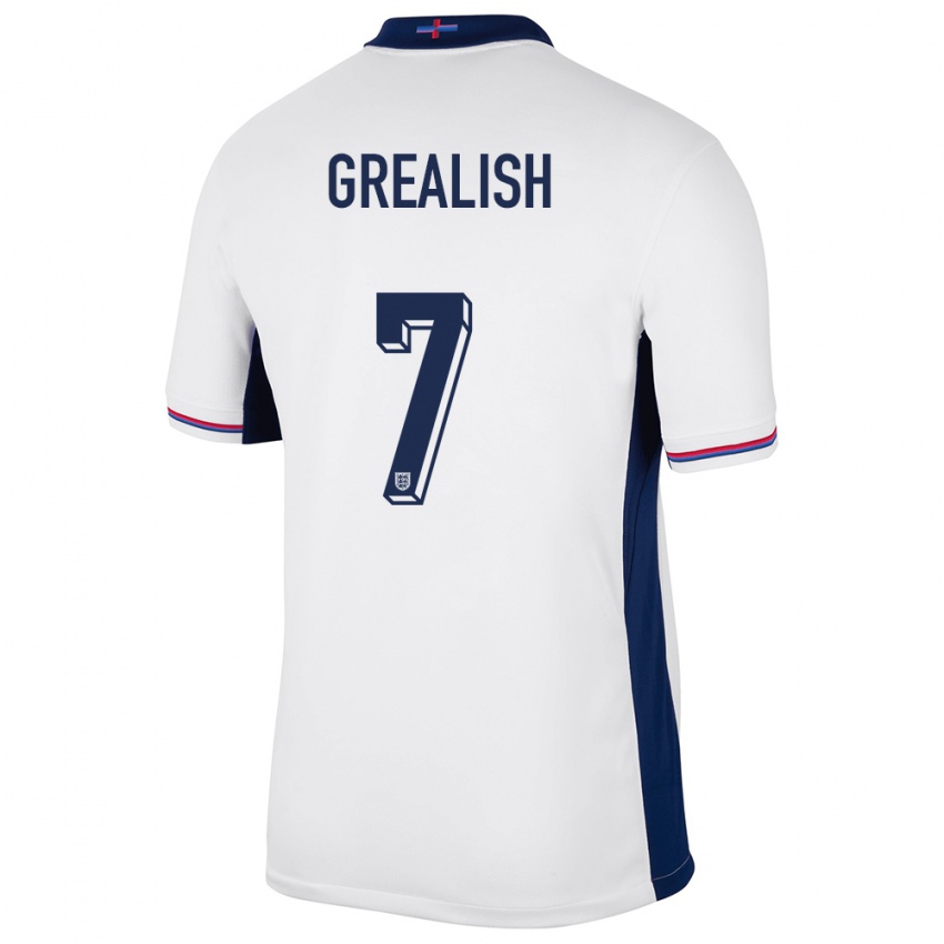 Kinder England Jack Grealish #7 Weiß Heimtrikot Trikot 24-26 T-Shirt Schweiz