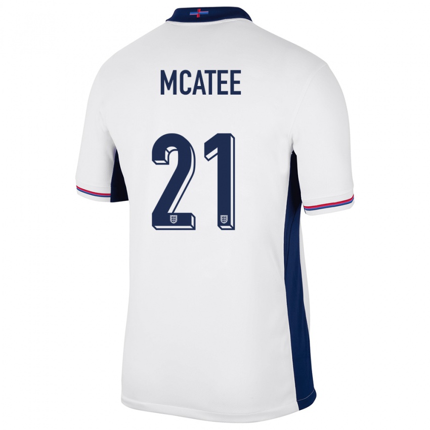 Kinder England James Mcatee #21 Weiß Heimtrikot Trikot 24-26 T-Shirt Schweiz