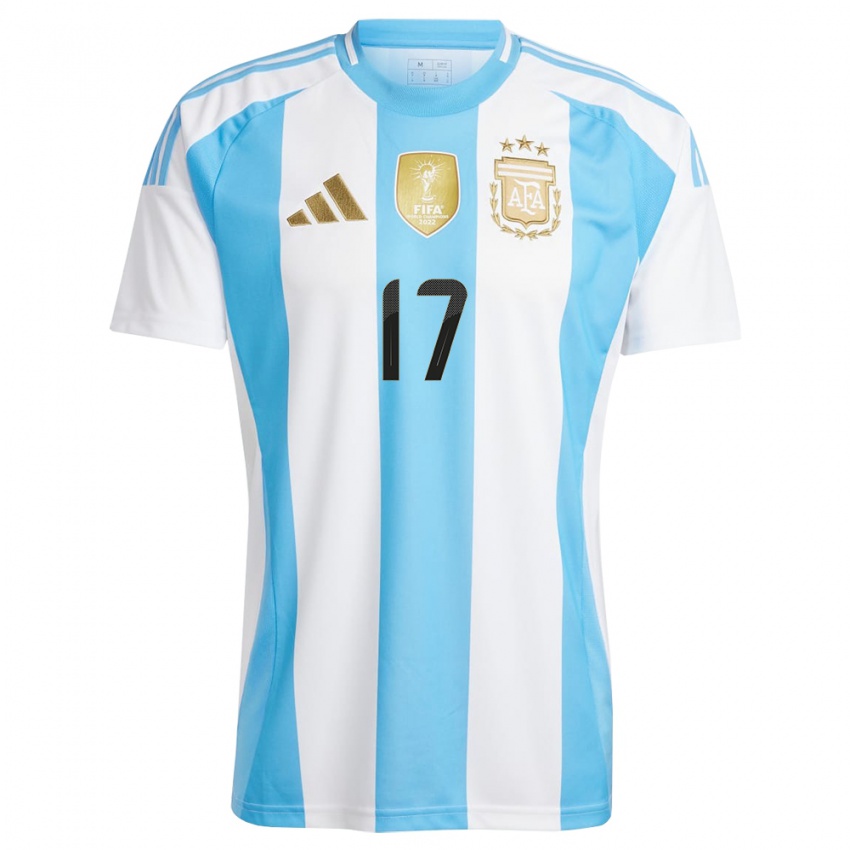 Kinder Argentinien Alejandro Garnacho #17 Weiß Blau Heimtrikot Trikot 24-26 T-Shirt Schweiz