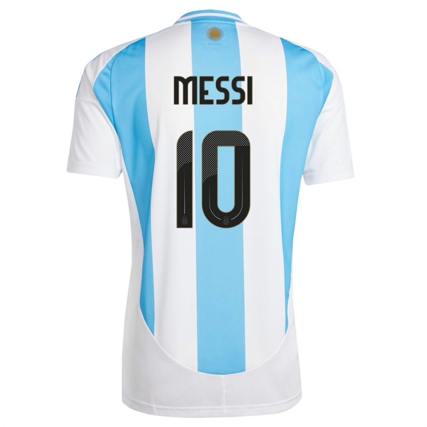 Kinder Argentinien Lionel Messi #10 Weiß Blau Heimtrikot Trikot 24-26 T-Shirt Schweiz