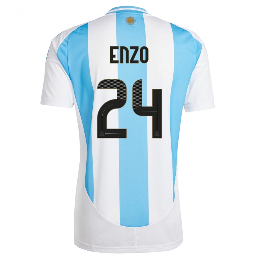 Kinder Argentinien Enzo Fernandez #24 Weiß Blau Heimtrikot Trikot 24-26 T-Shirt Schweiz