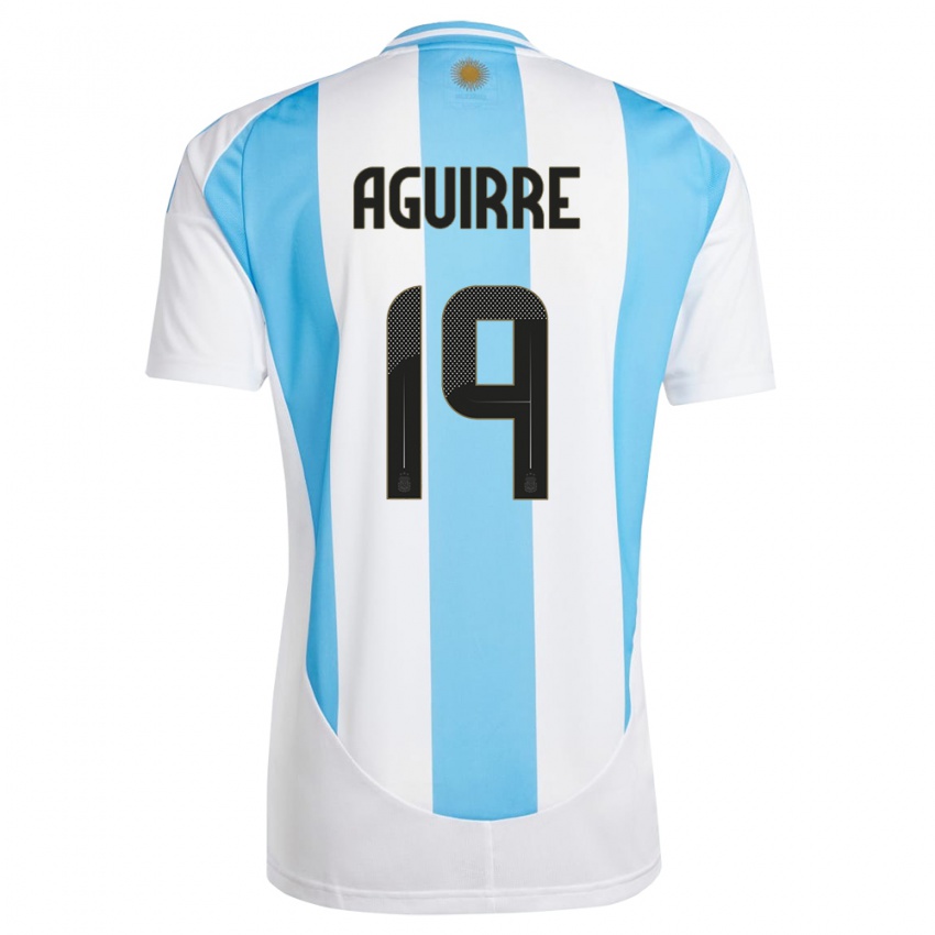 Kinder Argentinien Brian Aguirre #19 Weiß Blau Heimtrikot Trikot 24-26 T-Shirt Schweiz