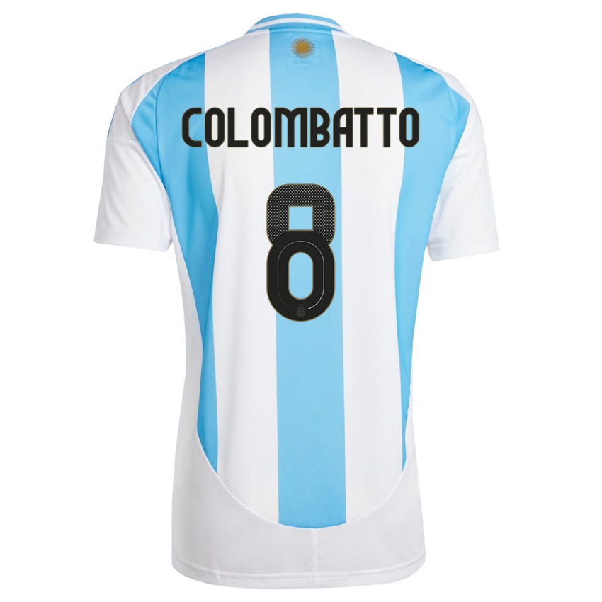 Kinder Argentinien Santiago Colombatto #8 Weiß Blau Heimtrikot Trikot 24-26 T-Shirt Schweiz