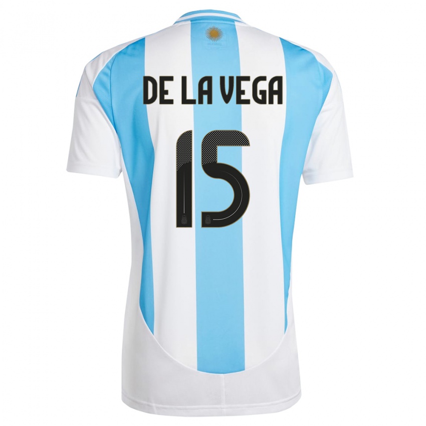 Kinder Argentinien Pedro De La Vega #15 Weiß Blau Heimtrikot Trikot 24-26 T-Shirt Schweiz