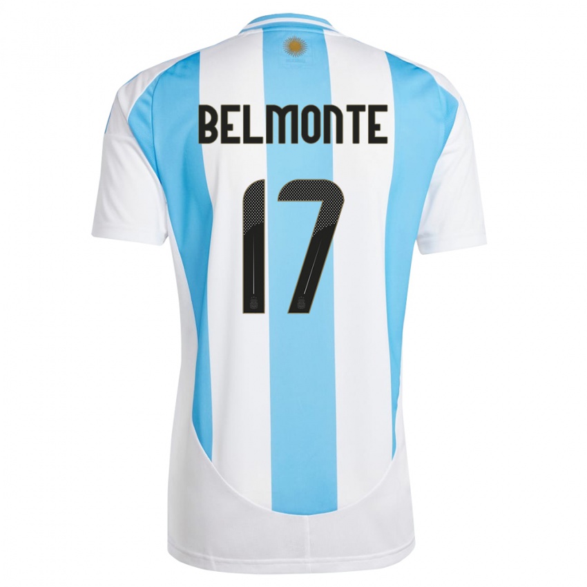 Kinder Argentinien Tomas Belmonte #17 Weiß Blau Heimtrikot Trikot 24-26 T-Shirt Schweiz