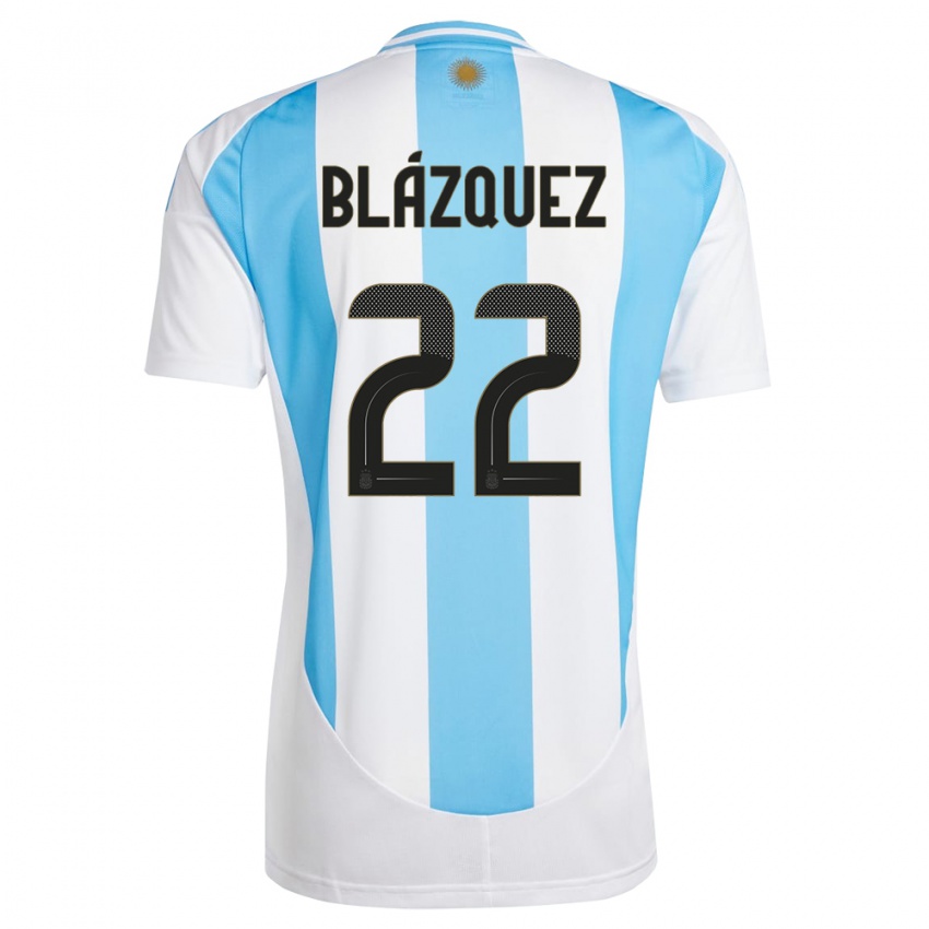 Kinder Argentinien Joaquin Blazquez #22 Weiß Blau Heimtrikot Trikot 24-26 T-Shirt Schweiz