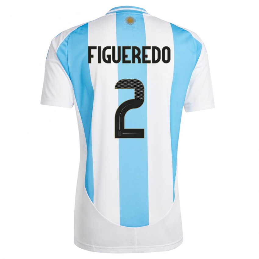 Kinder Argentinien Leandro Figueredo #2 Weiß Blau Heimtrikot Trikot 24-26 T-Shirt Schweiz