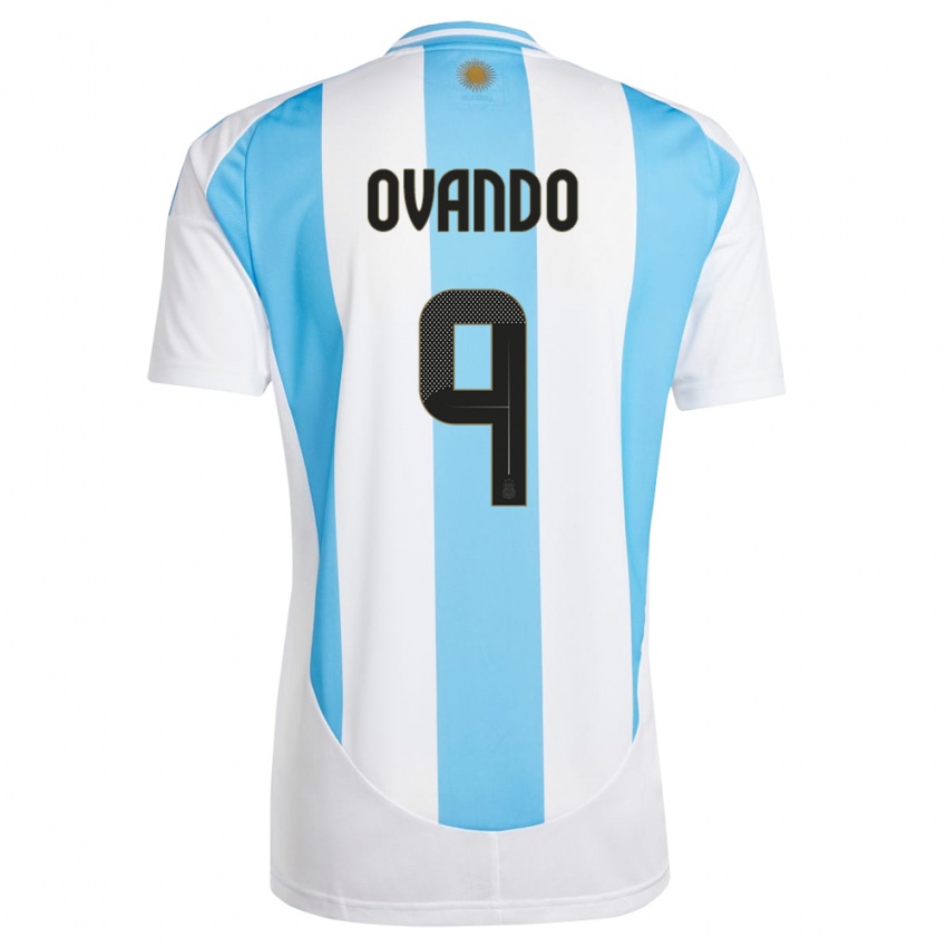 Kinder Argentinien Lautaro Ovando #9 Weiß Blau Heimtrikot Trikot 24-26 T-Shirt Schweiz