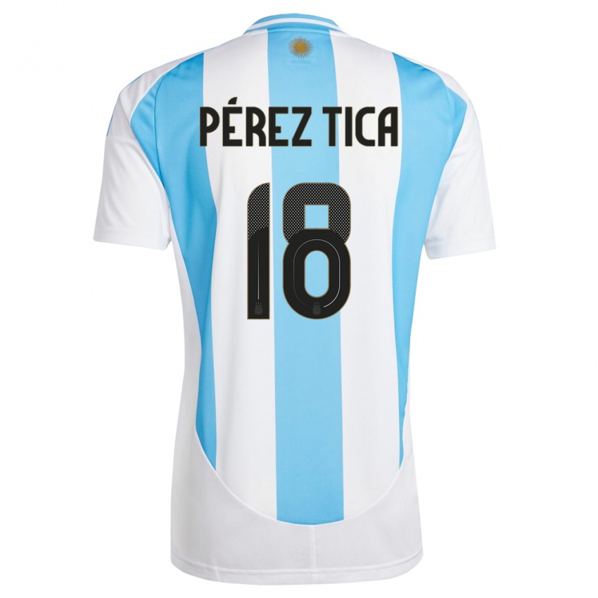 Kinder Argentinien Jeremias Perez Tica #18 Weiß Blau Heimtrikot Trikot 24-26 T-Shirt Schweiz