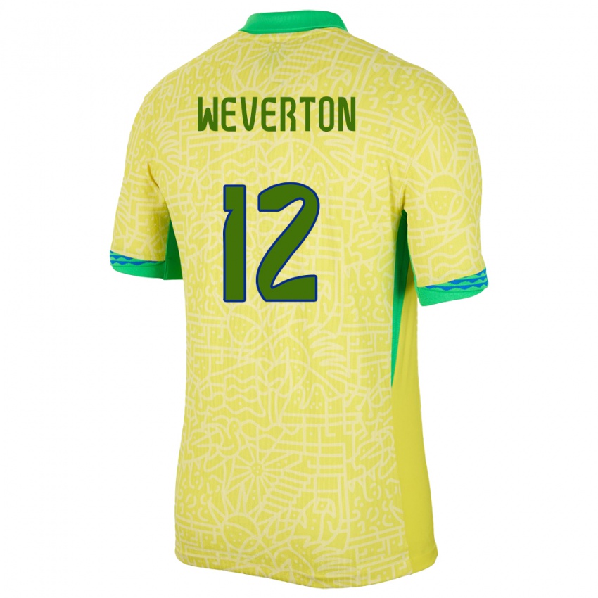 Kinder Brasilien Weverton #12 Gelb Heimtrikot Trikot 24-26 T-Shirt Schweiz