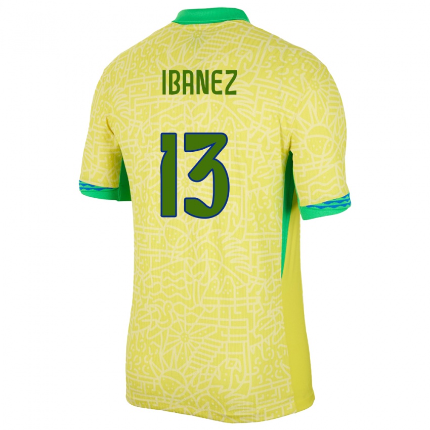 Kinder Brasilien Roger Ibanez #13 Gelb Heimtrikot Trikot 24-26 T-Shirt Schweiz