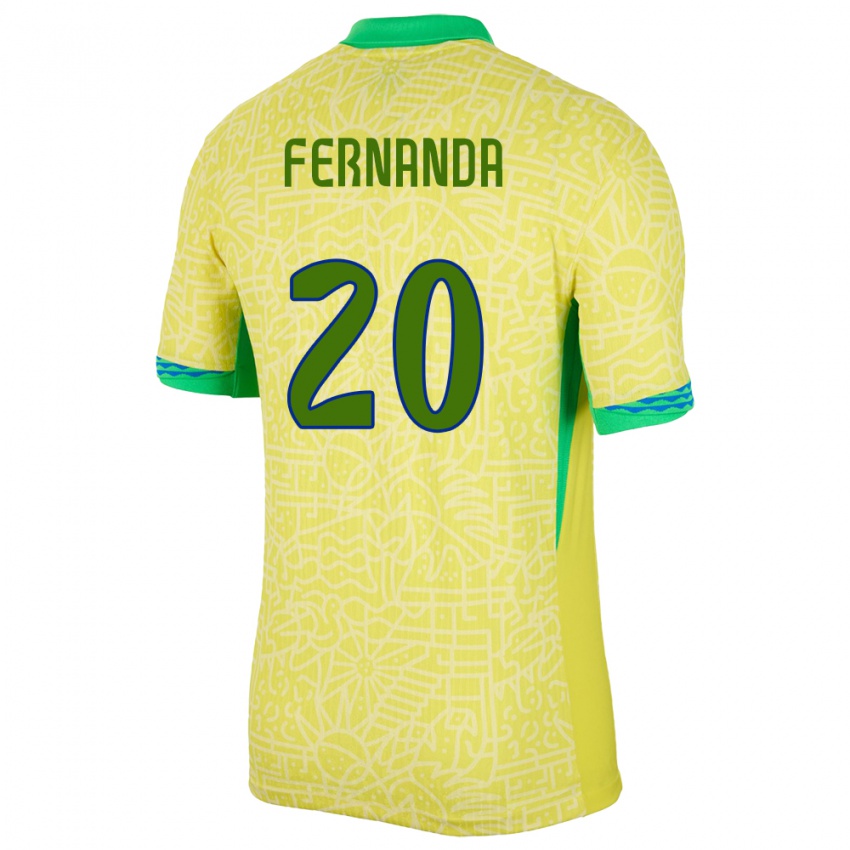 Enfant Maillot Brésil Fernanda Palermo #20 Jaune Tenues Domicile 24-26 T-Shirt Suisse