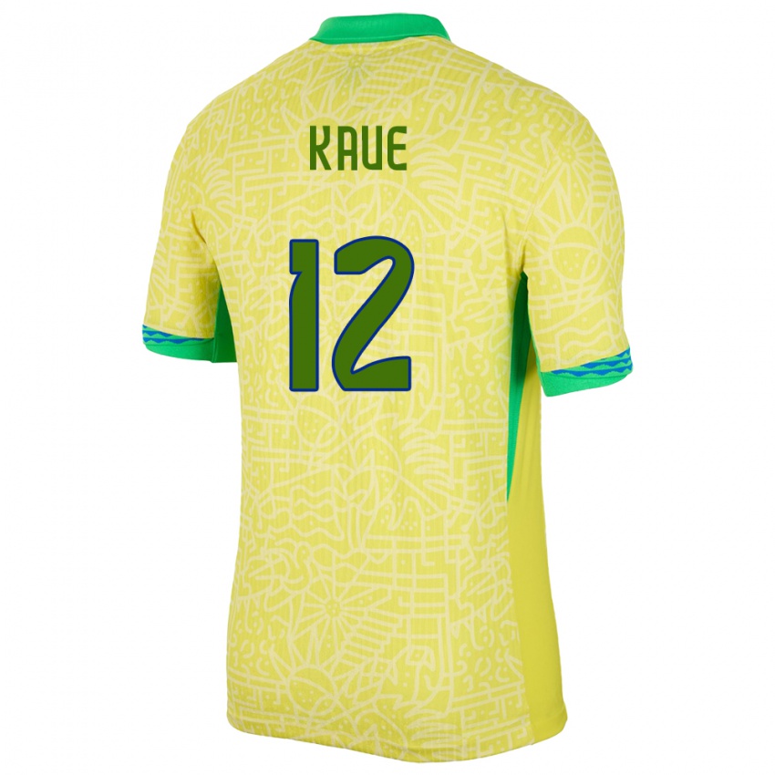 Enfant Maillot Brésil Kaue #12 Jaune Tenues Domicile 24-26 T-Shirt Suisse