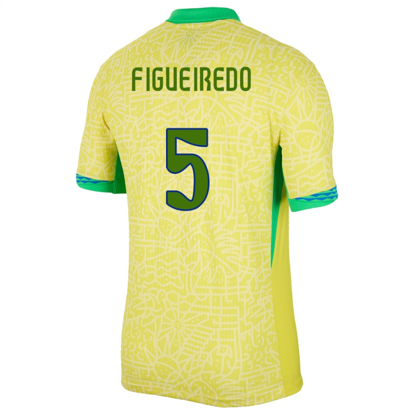 Kinder Brasilien Vitor Figueiredo #5 Gelb Heimtrikot Trikot 24-26 T-Shirt Schweiz