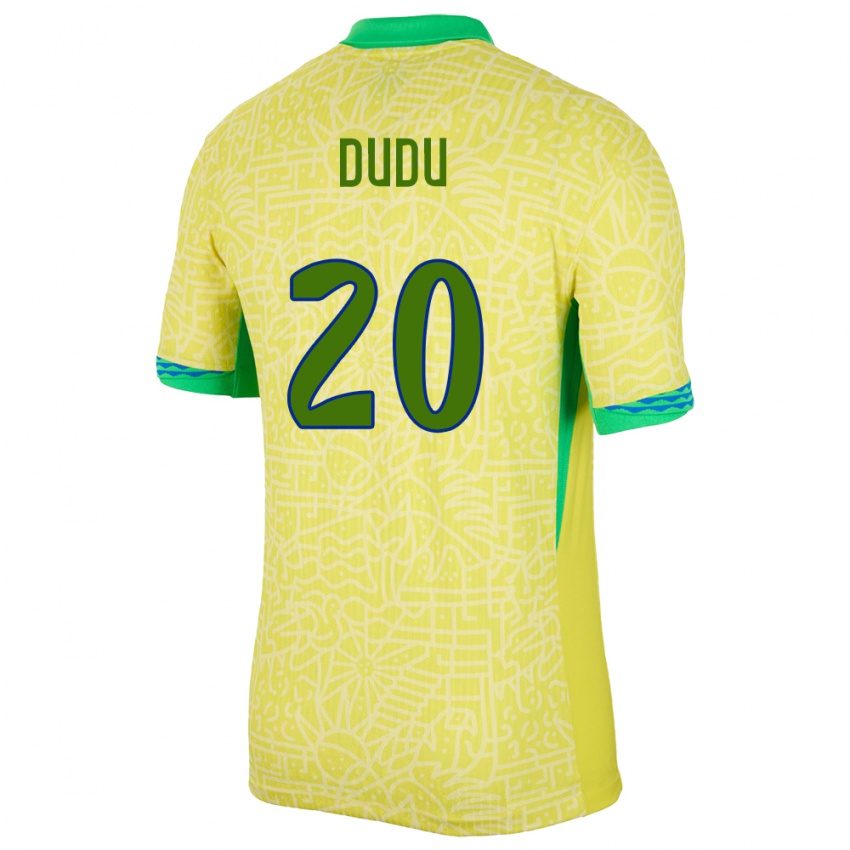 Enfant Maillot Brésil Dudu #20 Jaune Tenues Domicile 24-26 T-Shirt Suisse