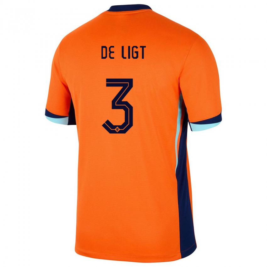 Enfant Maillot Pays-Bas Matthijs De Ligt #3 Orange Tenues Domicile 24-26 T-Shirt Suisse