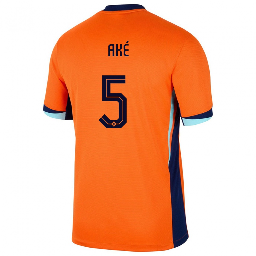 Kinder Niederlande Nathan Ake #5 Orange Heimtrikot Trikot 24-26 T-Shirt Schweiz