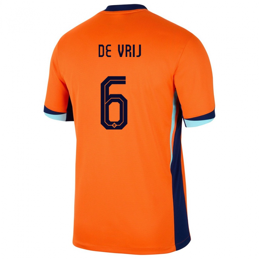 Enfant Maillot Pays-Bas Stefan De Vrij #6 Orange Tenues Domicile 24-26 T-Shirt Suisse