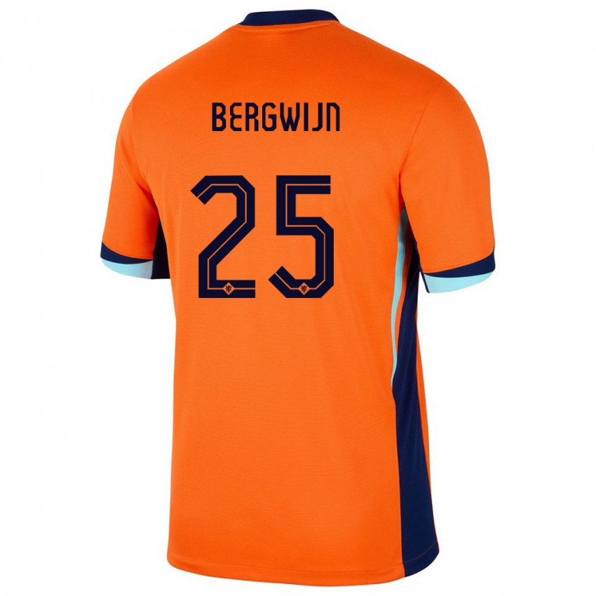 Enfant Maillot Pays-Bas Steven Bergwijn #25 Orange Tenues Domicile 24-26 T-Shirt Suisse