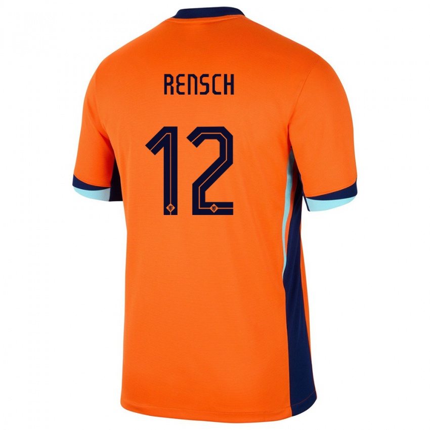 Enfant Maillot Pays-Bas Devyne Rensch #12 Orange Tenues Domicile 24-26 T-Shirt Suisse