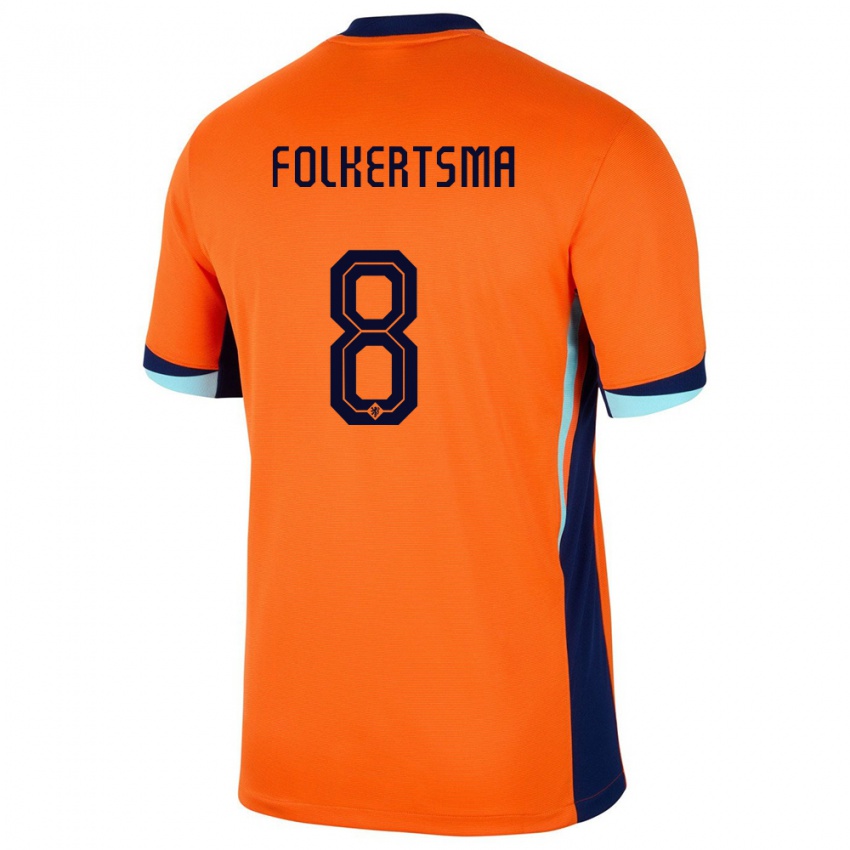 Enfant Maillot Pays-Bas Sisca Folkertsma #8 Orange Tenues Domicile 24-26 T-Shirt Suisse