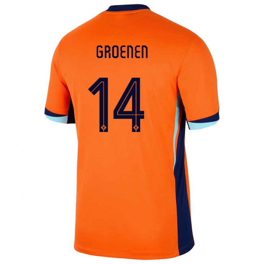 Kinder Niederlande Jackie Groenen #14 Orange Heimtrikot Trikot 24-26 T-Shirt Schweiz