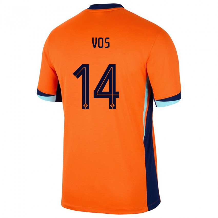 Kinder Niederlande Silvano Vos #14 Orange Heimtrikot Trikot 24-26 T-Shirt Schweiz