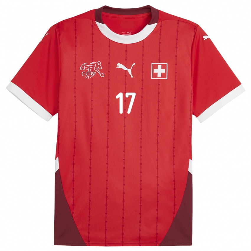 Enfant Maillot Suisse Loris Benito #17 Rouge Tenues Domicile 24-26 T-Shirt Suisse