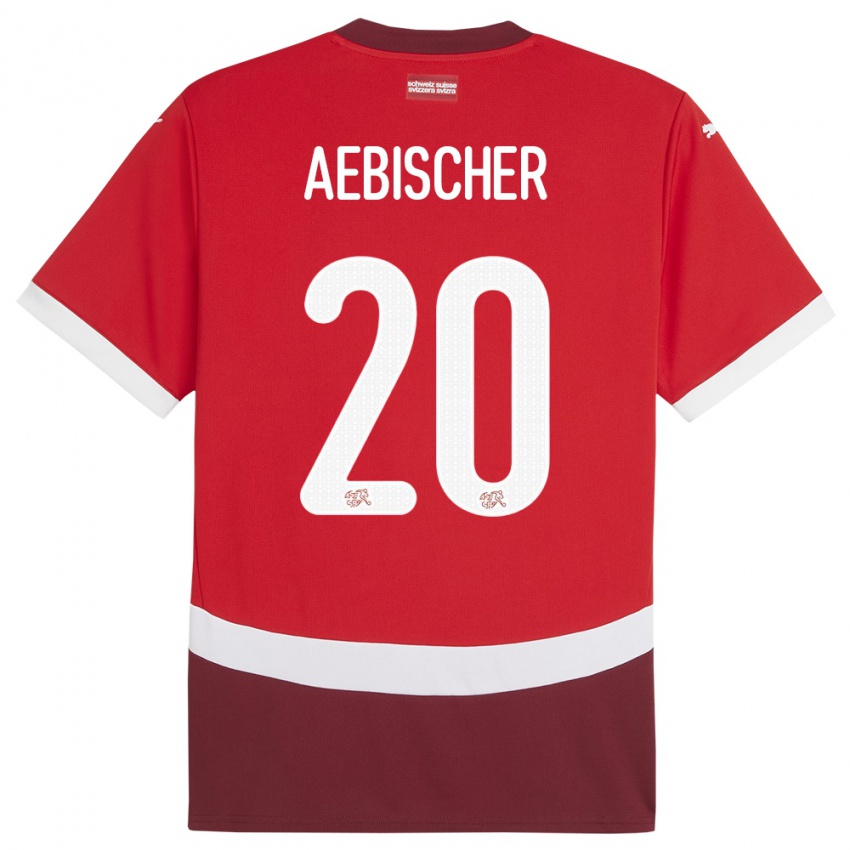 Kinder Schweiz Michel Aebischer #20 Rot Heimtrikot Trikot 24-26 T-Shirt Schweiz