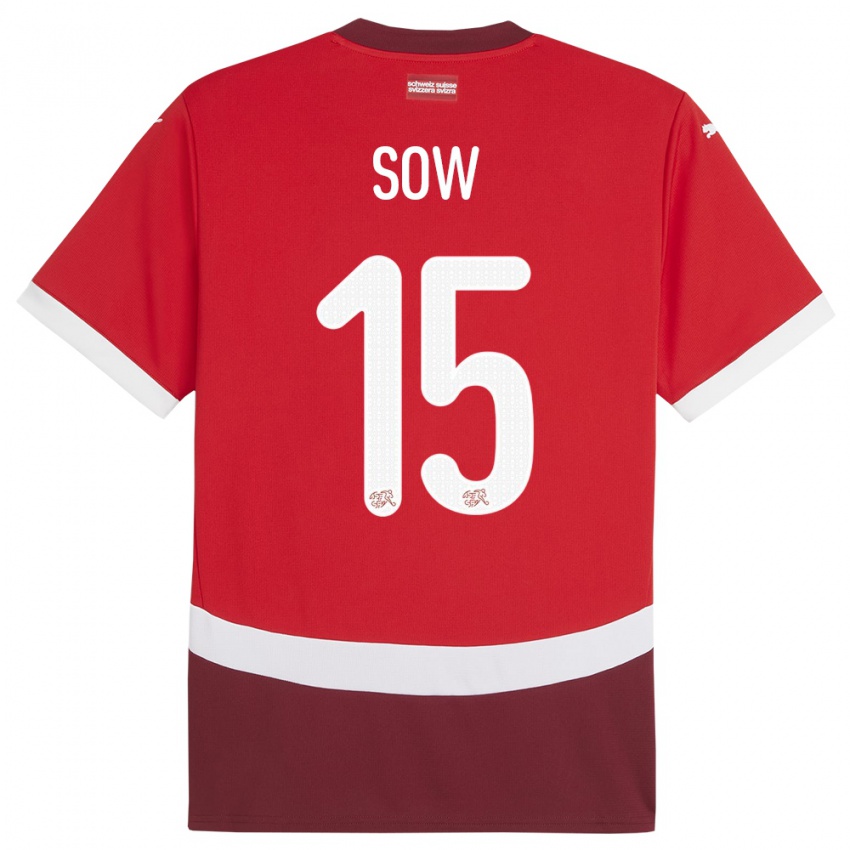 Enfant Maillot Suisse Djibril Sow #15 Rouge Tenues Domicile 24-26 T-Shirt Suisse