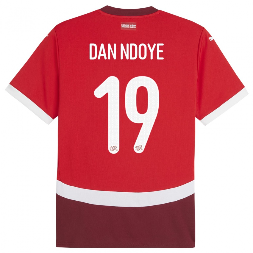 Enfant Maillot Suisse Dan Ndoye #19 Rouge Tenues Domicile 24-26 T-Shirt Suisse